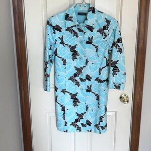 Ideology Light Blue and Black Floral Duster